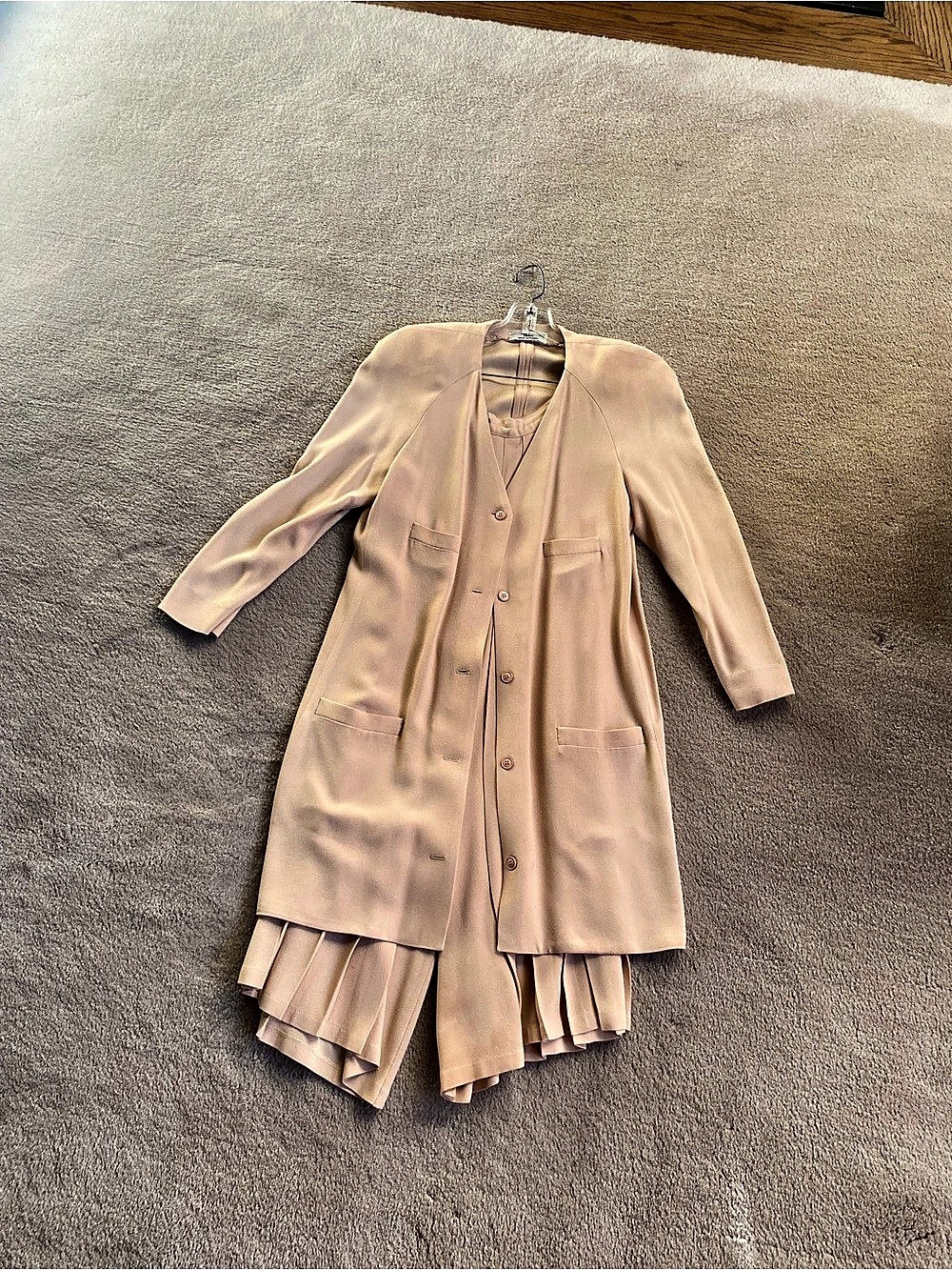 SONIA RYKIEL Vintage Pleated Coat Dress in Pink Size F